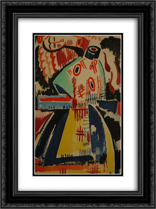 Woman sevant 18x24 Black Ornate Wood Framed Art Print Poster with Double Matting by Souza Cardoso, Amadeo de