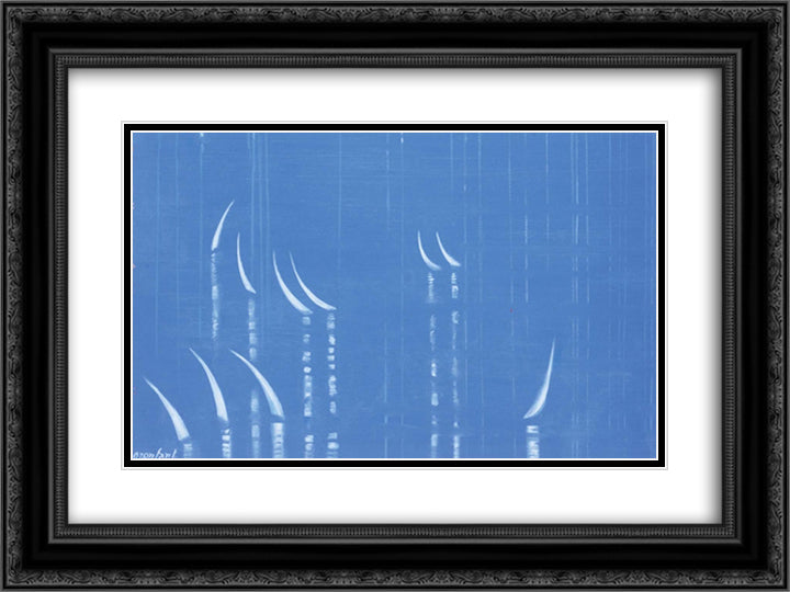 36 Voiles 24x18 Black Ornate Wood Framed Art Print Poster with Double Matting by Ozenfant, Amedee