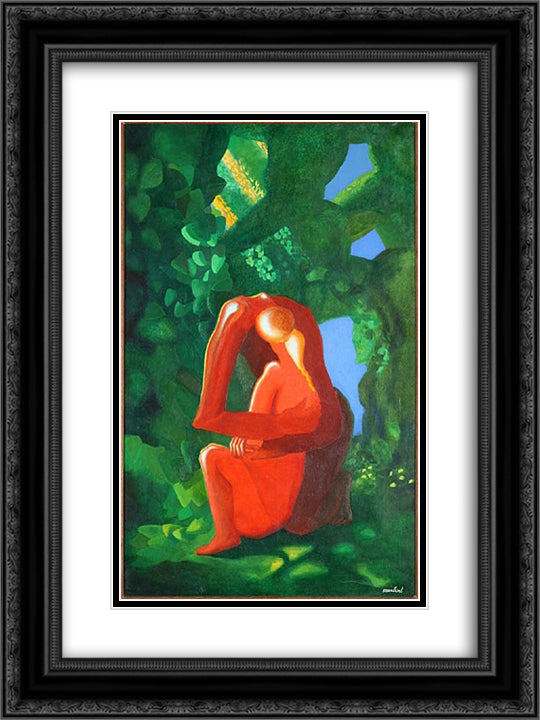 Adam et Eve 18x24 Black Ornate Wood Framed Art Print Poster with Double Matting by Ozenfant, Amedee