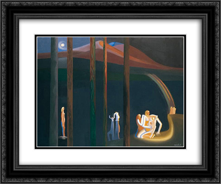 Pacifique III 24x20 Black Ornate Wood Framed Art Print Poster with Double Matting by Ozenfant, Amedee