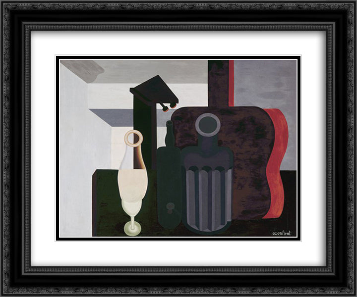 Still Life 24x20 Black Ornate Wood Framed Art Print Poster with Double Matting by Ozenfant, Amedee