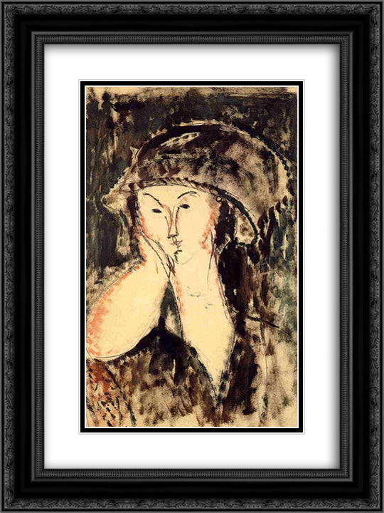 Beatrice Hastings Leaning on Her Elbow 18x24 Black Ornate Wood Framed Art Print Poster with Double Matting by Modigliani, Amedeo