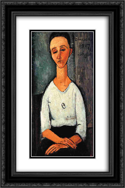 Chakoska 16x24 Black Ornate Wood Framed Art Print Poster with Double Matting by Modigliani, Amedeo