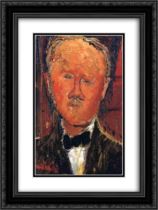 Cheron 18x24 Black Ornate Wood Framed Art Print Poster with Double Matting by Modigliani, Amedeo