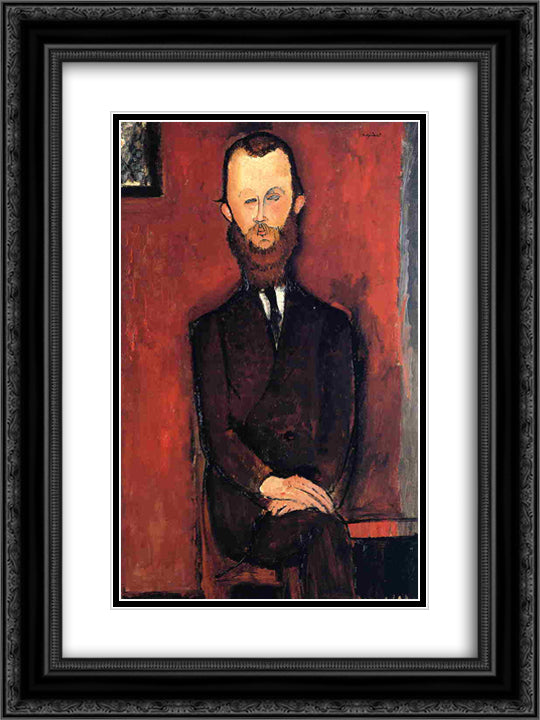 Count Weilhorski 18x24 Black Ornate Wood Framed Art Print Poster with Double Matting by Modigliani, Amedeo