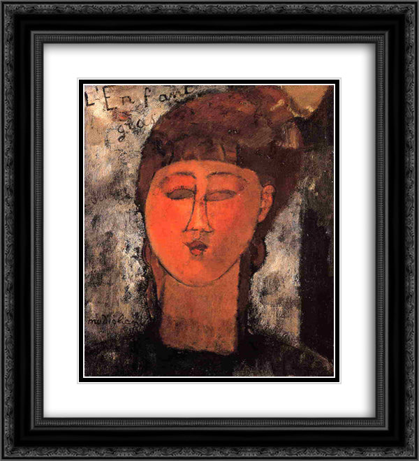 Fat Child 20x22 Black Ornate Wood Framed Art Print Poster with Double Matting by Modigliani, Amedeo