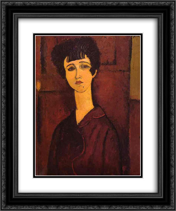 Portrait of a girl (Victoria) 20x24 Black Ornate Wood Framed Art Print Poster with Double Matting by Modigliani, Amedeo
