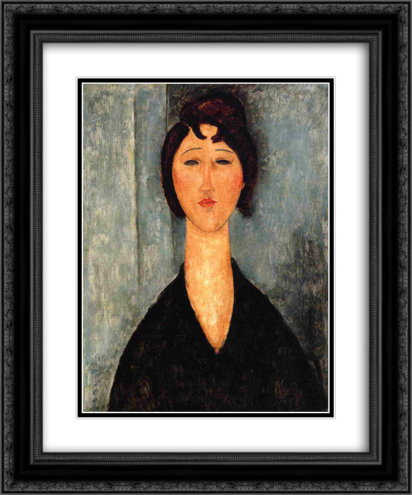 Portrait of a Young Woman 20x24 Black Ornate Wood Framed Art Print Poster with Double Matting by Modigliani, Amedeo