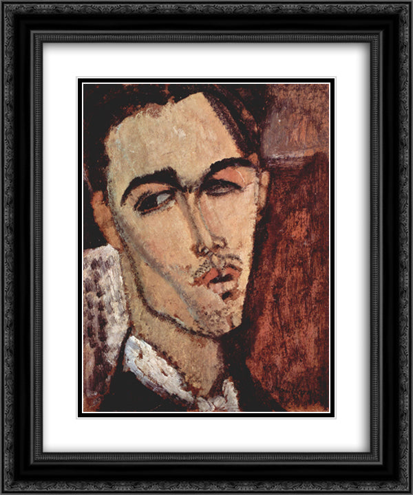 Portrait of Celso Lagar 20x24 Black Ornate Wood Framed Art Print Poster with Double Matting by Modigliani, Amedeo