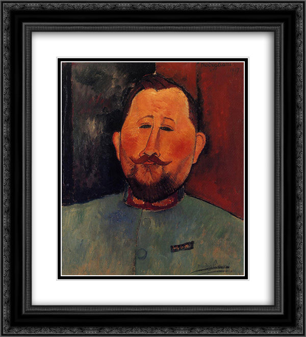 Portrait of Doctor Devaraigne 20x22 Black Ornate Wood Framed Art Print Poster with Double Matting by Modigliani, Amedeo
