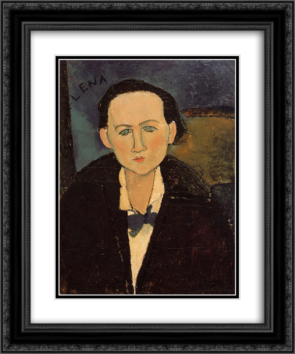 Portrait of Elena Pavlowski 20x24 Black Ornate Wood Framed Art Print Poster with Double Matting by Modigliani, Amedeo