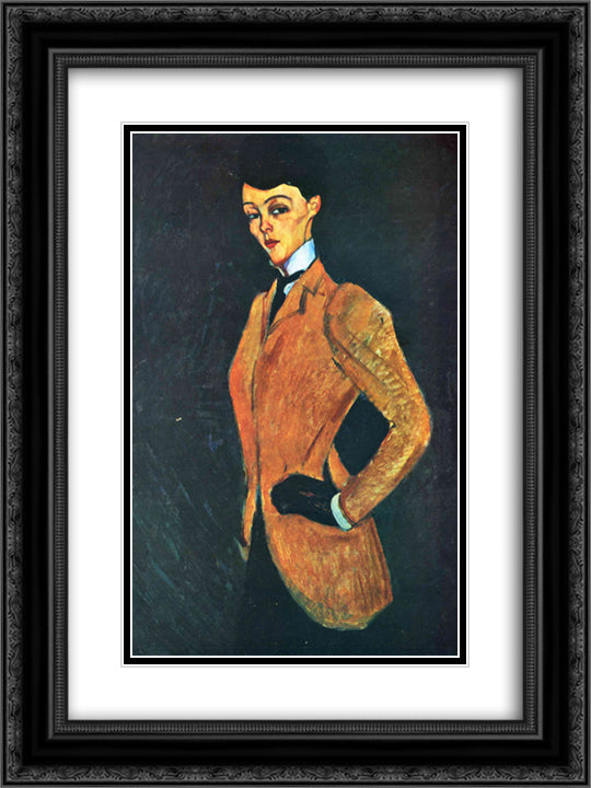 The Amazon 18x24 Black Ornate Wood Framed Art Print Poster with Double Matting by Modigliani, Amedeo