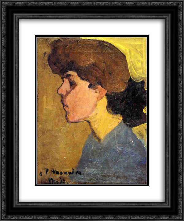 Woman's Head in Profile 20x24 Black Ornate Wood Framed Art Print Poster with Double Matting by Modigliani, Amedeo