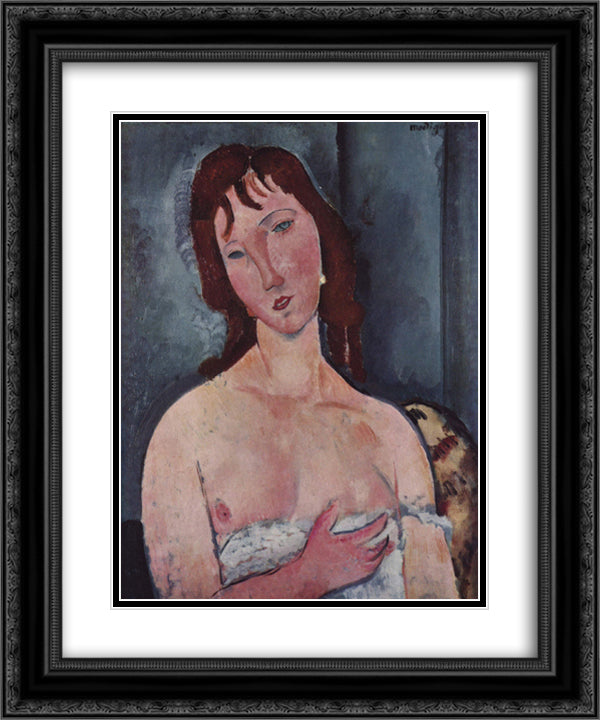 Young woman 20x24 Black Ornate Wood Framed Art Print Poster with Double Matting by Modigliani, Amedeo