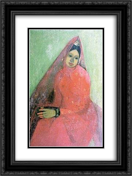 The Bride 18x24 Black Ornate Wood Framed Art Print Poster with Double Matting by Sher Gil, Amrita