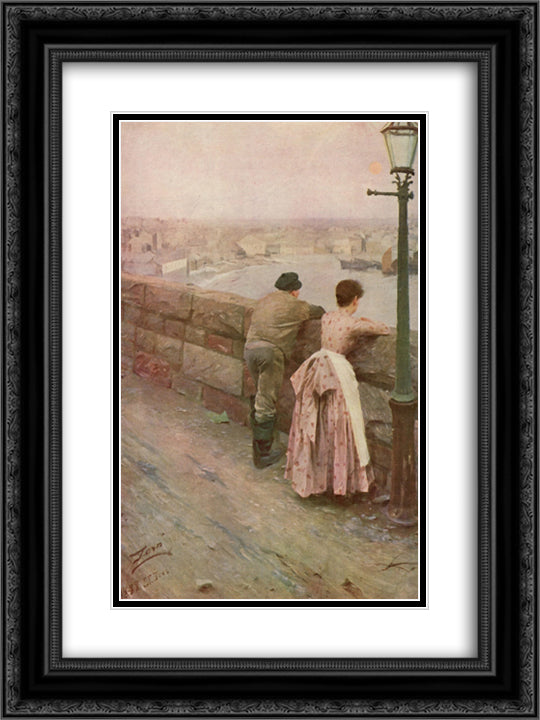 A Fisherman 18x24 Black Ornate Wood Framed Art Print Poster with Double Matting by Zorn, Anders