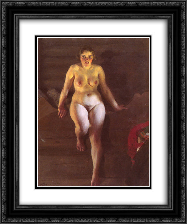 Bed on the loft 20x24 Black Ornate Wood Framed Art Print Poster with Double Matting by Zorn, Anders