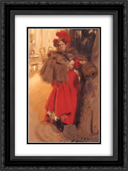 Effect of night 18x24 Black Ornate Wood Framed Art Print Poster with Double Matting by Zorn, Anders