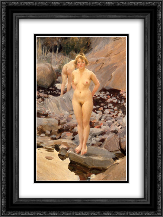 Helga 18x24 Black Ornate Wood Framed Art Print Poster with Double Matting by Zorn, Anders