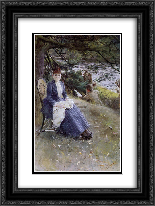 In Scotland (Mrs. Symons) 18x24 Black Ornate Wood Framed Art Print Poster with Double Matting by Zorn, Anders