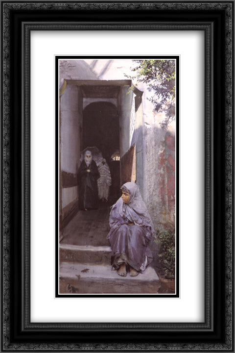 In Top Capu 16x24 Black Ornate Wood Framed Art Print Poster with Double Matting by Zorn, Anders