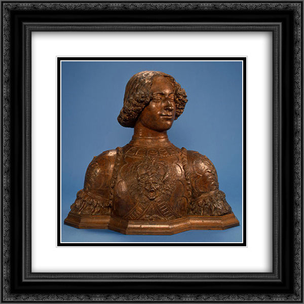 Giuliano de Medici 20x20 Black Ornate Wood Framed Art Print Poster with Double Matting by Verrocchio, Andrea del
