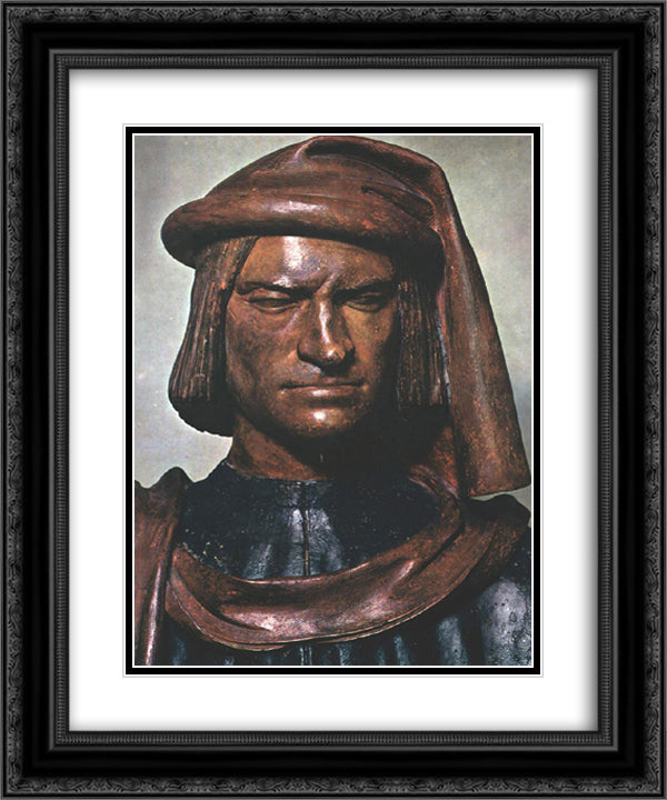 Lorenzo de Medici 20x24 Black Ornate Wood Framed Art Print Poster with Double Matting by Verrocchio, Andrea del