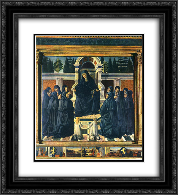 Saint Monica 20x22 Black Ornate Wood Framed Art Print Poster with Double Matting by Verrocchio, Andrea del