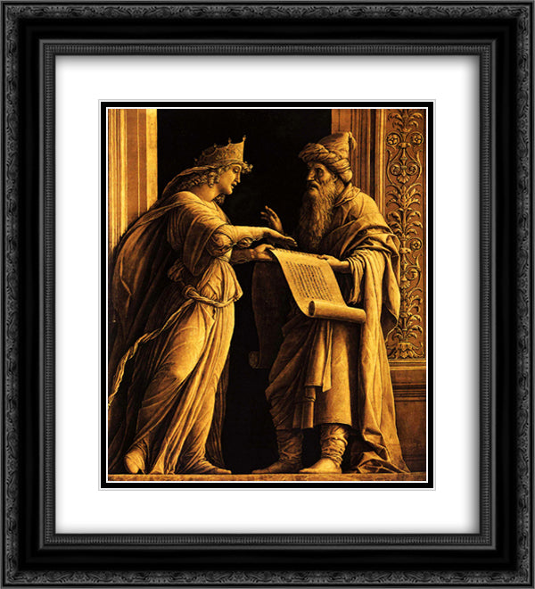 A sibyl and a prophet 20x22 Black Ornate Wood Framed Art Print Poster with Double Matting by Mantegna, Andrea