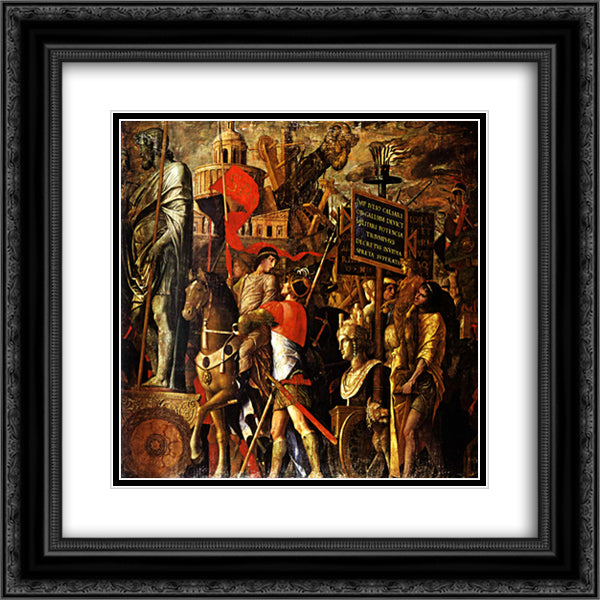 Captured statues and siege equipment, a representation of a captured City and inscriptions (Triumph of Caesar) 20x20 Black Ornate Wood Framed Art Print Poster with Double Matting by Mantegna, Andrea