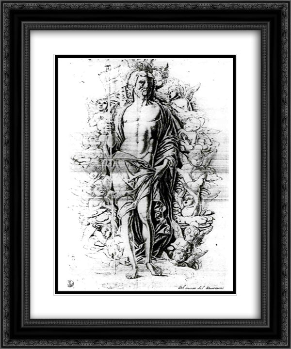 Christ 20x24 Black Ornate Wood Framed Art Print Poster with Double Matting by Mantegna, Andrea