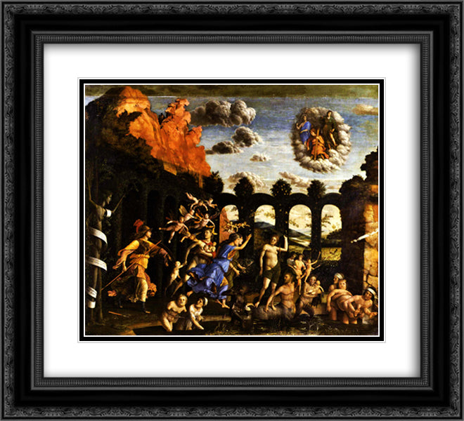Minerva Chasing the Vices from the Garden of Virtue 22x20 Black Ornate Wood Framed Art Print Poster with Double Matting by Mantegna, Andrea