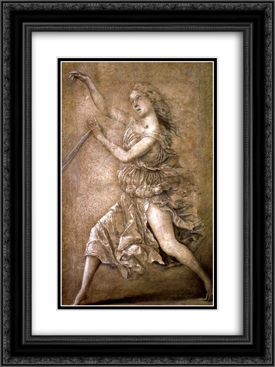 Muse 18x24 Black Ornate Wood Framed Art Print Poster with Double Matting by Mantegna, Andrea