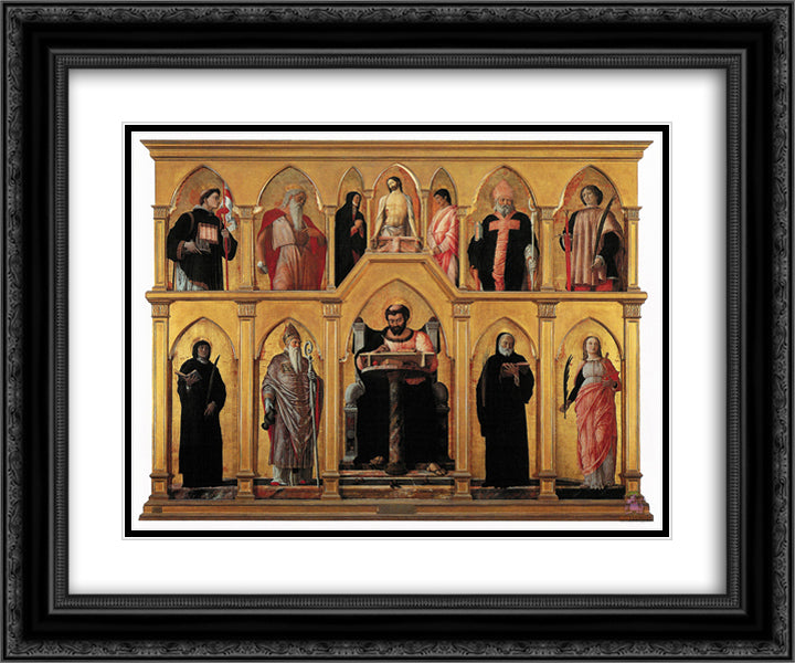 Polyptych of St. Luke 24x20 Black Ornate Wood Framed Art Print Poster with Double Matting by Mantegna, Andrea