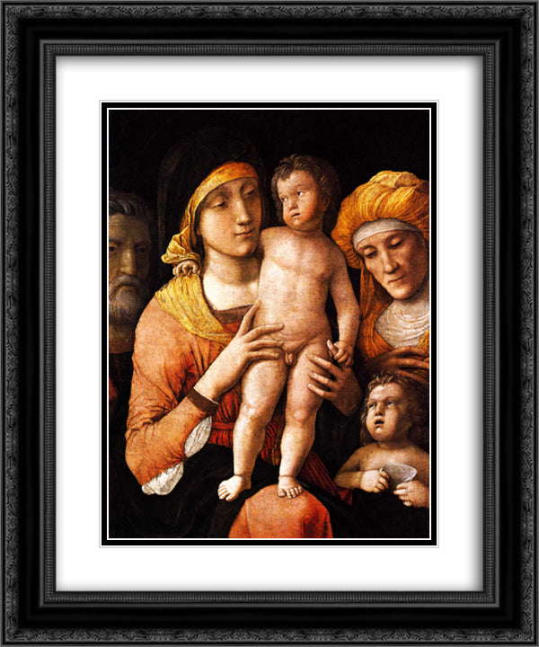 The Holy Family with St. Elizabeth and St. John the Baptist 20x24 Black Ornate Wood Framed Art Print Poster with Double Matting by Mantegna, Andrea