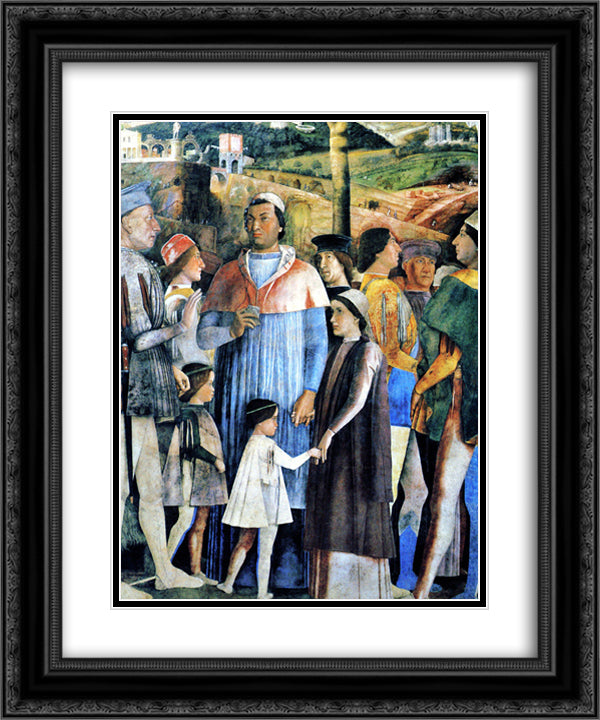 The House of Ludovico Gonzaga Bridegroom decorated wall and his son 20x24 Black Ornate Wood Framed Art Print Poster with Double Matting by Mantegna, Andrea