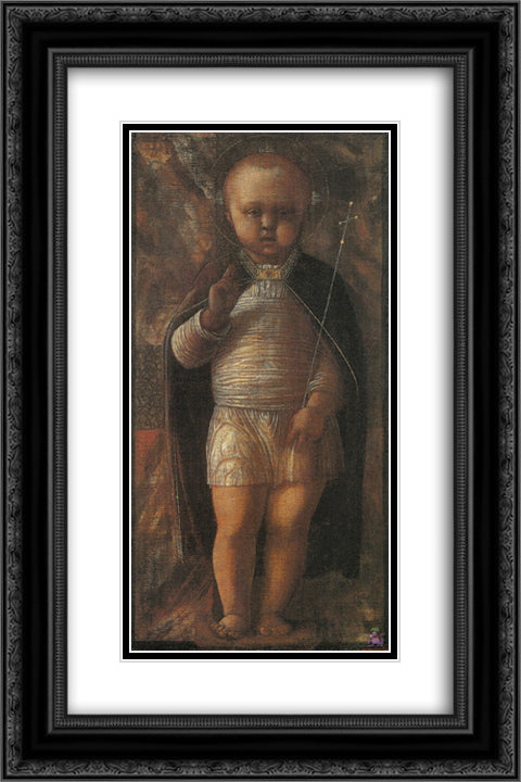 The Infant Redeemer 16x24 Black Ornate Wood Framed Art Print Poster with Double Matting by Mantegna, Andrea