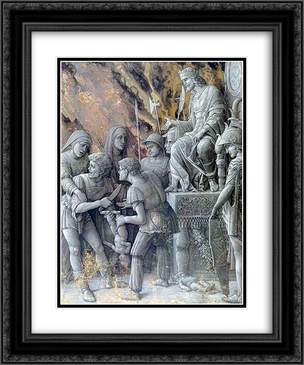 The Judgment of Solomon 20x24 Black Ornate Wood Framed Art Print Poster with Double Matting by Mantegna, Andrea