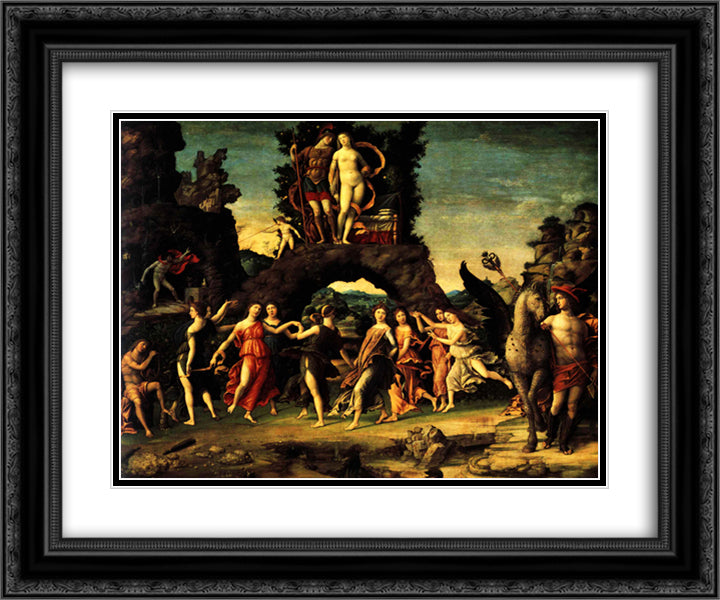 The Parnassus Mars and Venus 24x20 Black Ornate Wood Framed Art Print Poster with Double Matting by Mantegna, Andrea