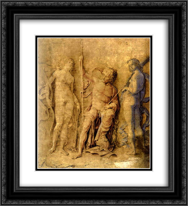Three deities 20x22 Black Ornate Wood Framed Art Print Poster with Double Matting by Mantegna, Andrea