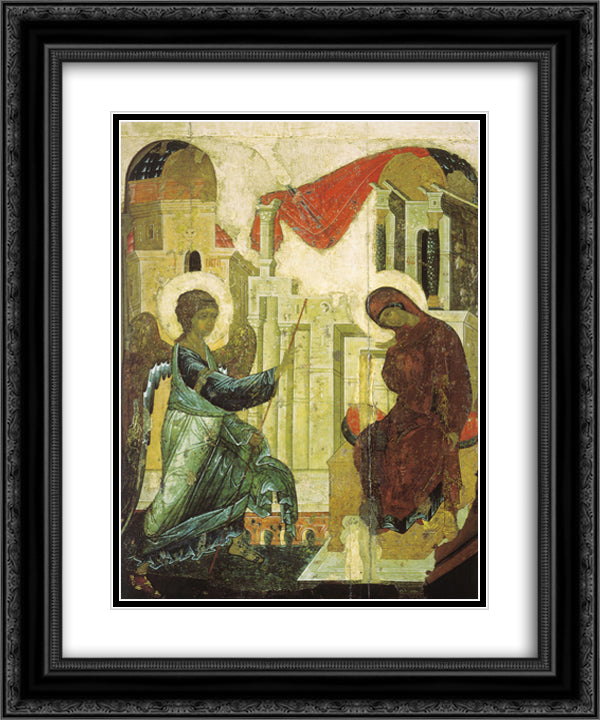 Annunciation 20x24 Black Ornate Wood Framed Art Print Poster with Double Matting by Rublev, Andrei