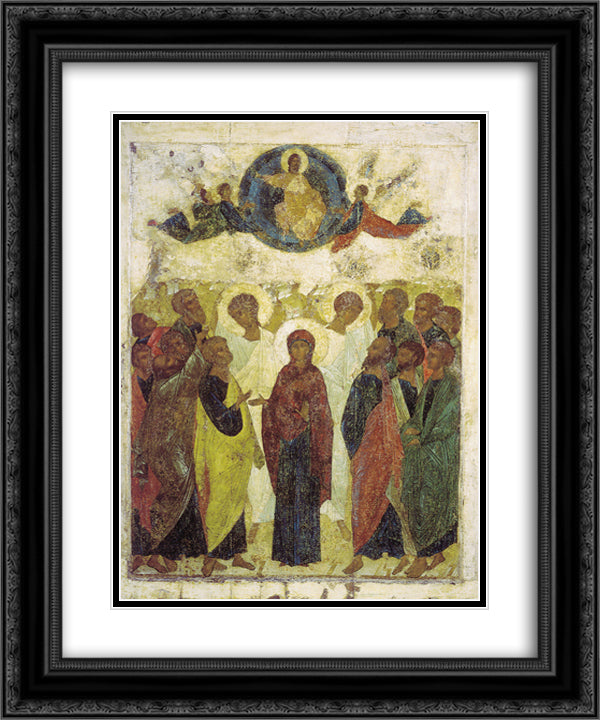 Ascension of Jesus 20x24 Black Ornate Wood Framed Art Print Poster with Double Matting by Rublev, Andrei