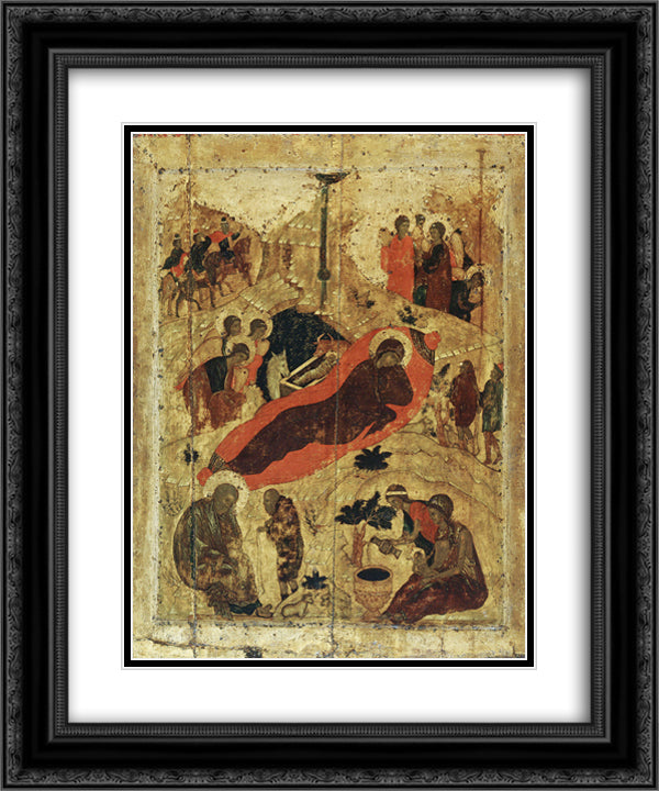Birth of Christ 20x24 Black Ornate Wood Framed Art Print Poster with Double Matting by Rublev, Andrei