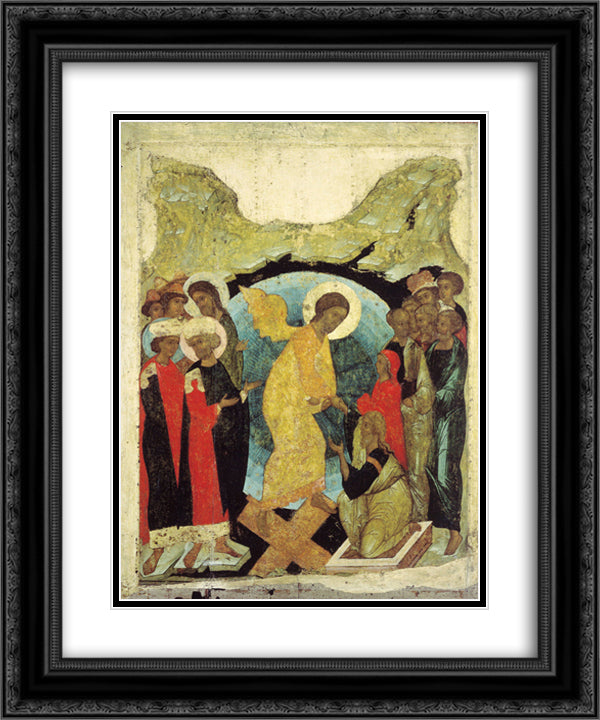 Harrowing of Hell 20x24 Black Ornate Wood Framed Art Print Poster with Double Matting by Rublev, Andrei