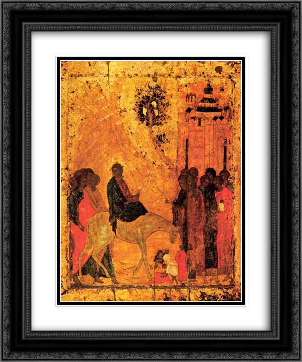 Lord's entry into Jerusalem 20x24 Black Ornate Wood Framed Art Print Poster with Double Matting by Rublev, Andrei