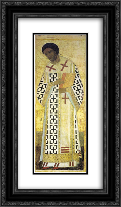 St. John Chrysostom 14x24 Black Ornate Wood Framed Art Print Poster with Double Matting by Rublev, Andrei