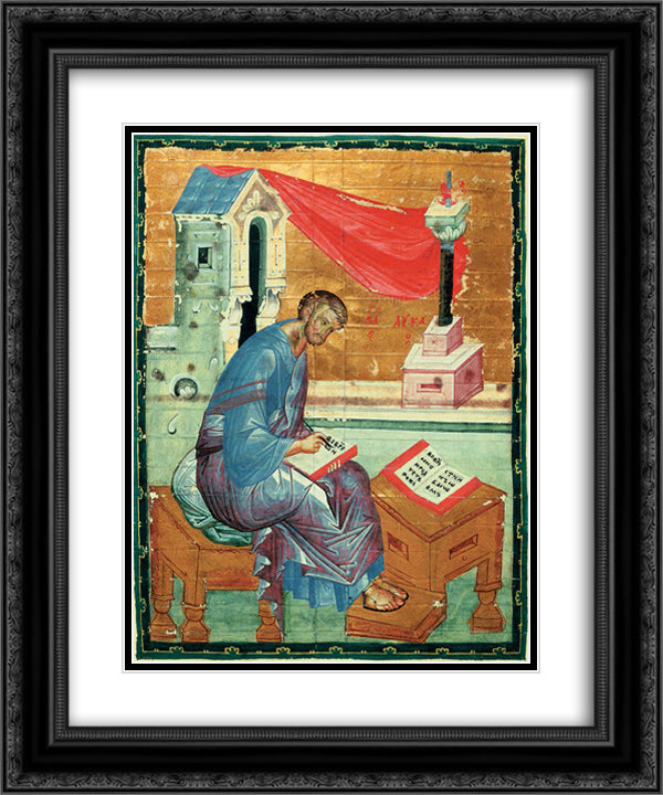 St. Luke the Evangelist 20x24 Black Ornate Wood Framed Art Print Poster with Double Matting by Rublev, Andrei