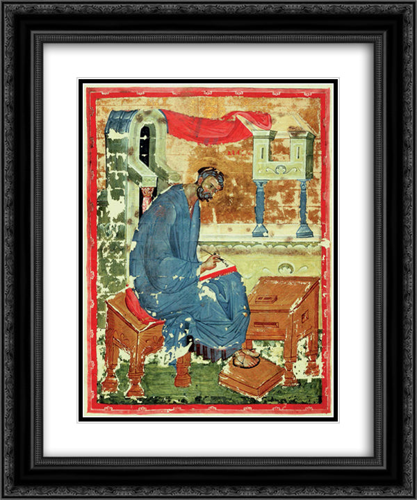 St. Marc the Evangelist 20x24 Black Ornate Wood Framed Art Print Poster with Double Matting by Rublev, Andrei