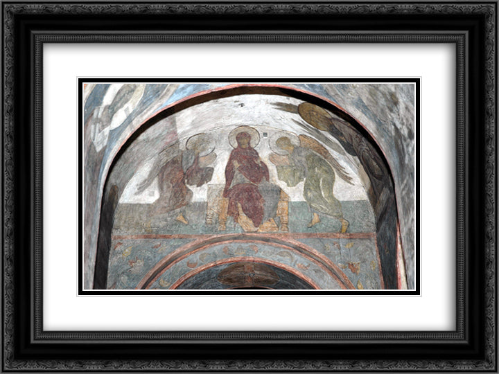 The Last Judgement Mother of God with angels 24x18 Black Ornate Wood Framed Art Print Poster with Double Matting by Rublev, Andrei