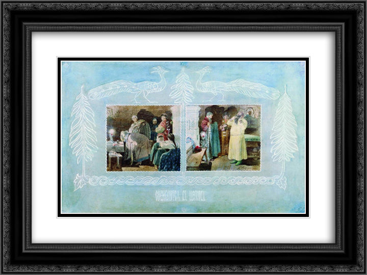 Going to Church 24x18 Black Ornate Wood Framed Art Print Poster with Double Matting by Ryabushkin, Andrei